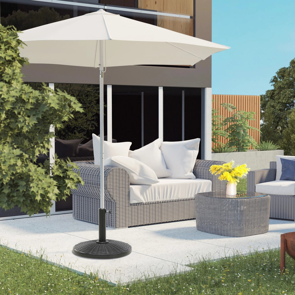 Base per ombrellone rotonda in resina ¨C zephmum ¨C nero, effetto rattan, 44.5x32 cm