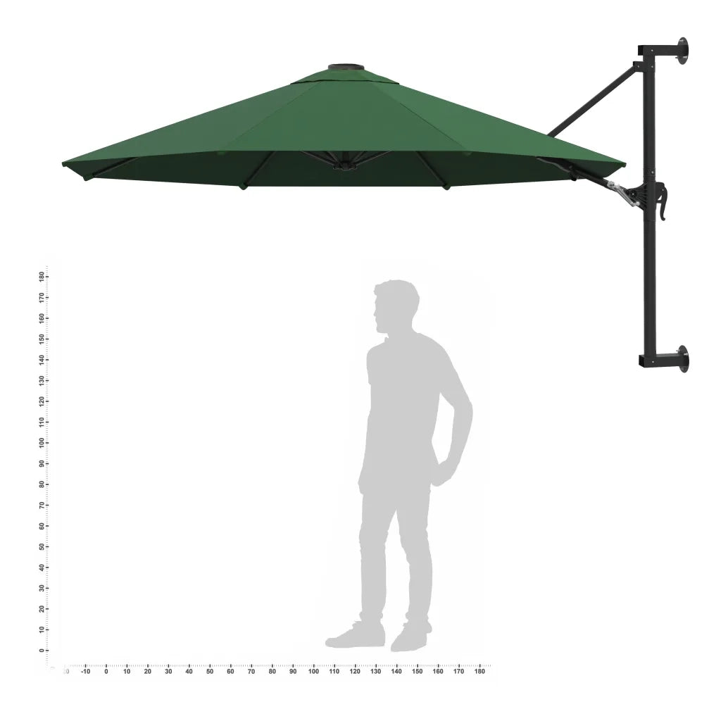 Ombrellone a Muro con Palo in Metallo 300 cm Verde 44864