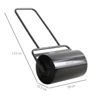 Outsunny Rullo da Giardino Φ32x50cm in Metallo Impermeabile Nero, Serbatoio Fino 38 Litri (Acqua o Sabbia)