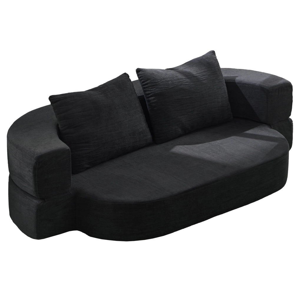 Divano letto pieghevole 3 in 1 in flanella nero