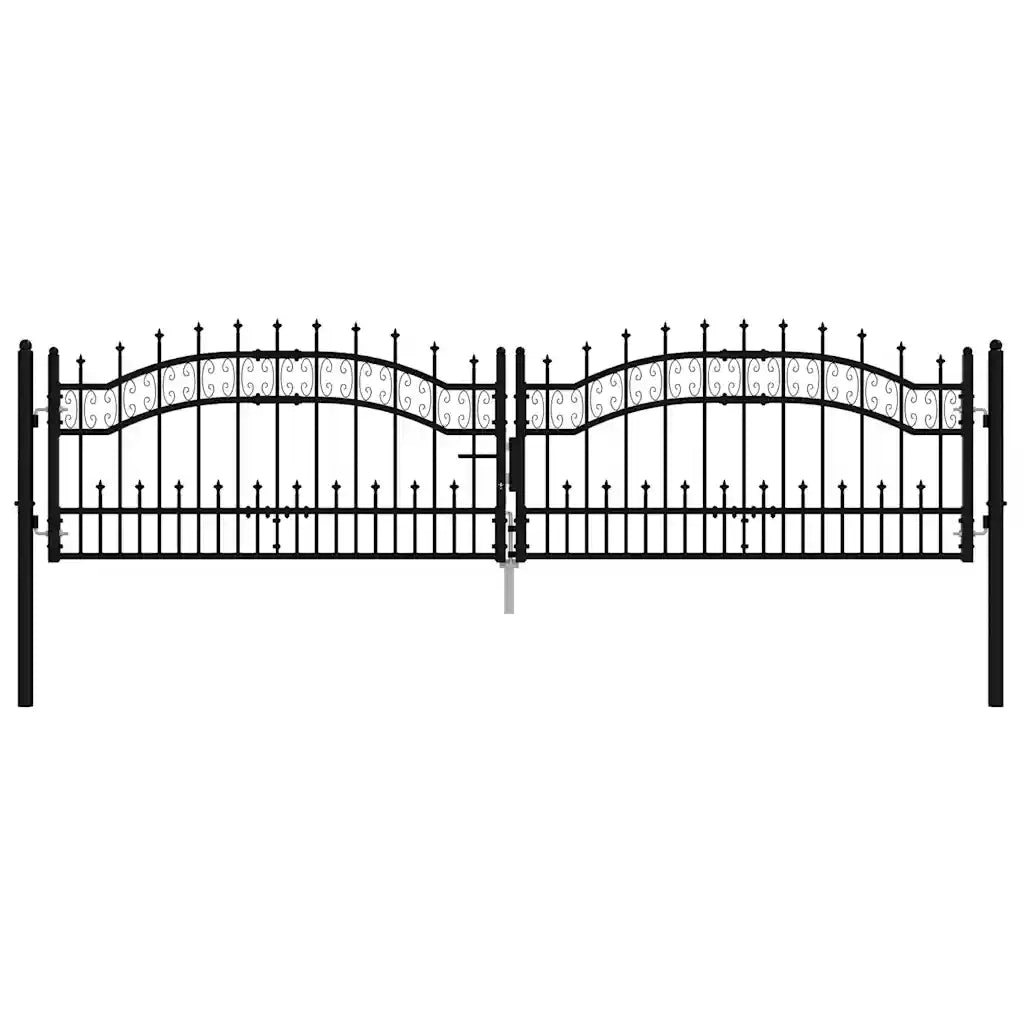 Cancello per recinzione Kampen con punta a lancia Nero 302x78 cm in acciaio 151094