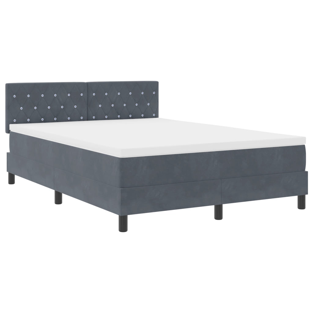Letto a Box con Materasso e LED Grigio Scuro 160x200 cm Velluto