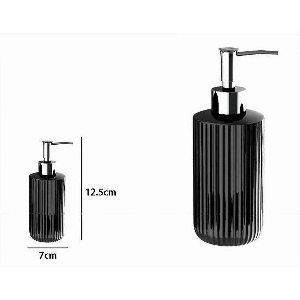 Trade Shop - Dispenser Porta Sapone Liquido Portasapone Nero Rigato Accessorio Da Bagno 69746 -