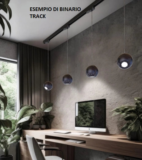 TRACK-150 N Binario nero opaco 150cm per sospensioni con portalampade E14-E27-GU10-GX53