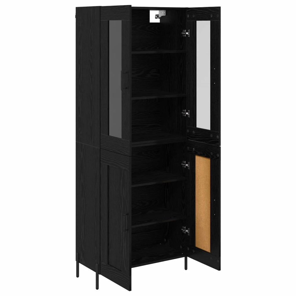 Credenza | Madia | Buffet da pranzo | Armadio da pranzo Rovere Nero 69,5 x 34 x 180 cm Legno multistrato