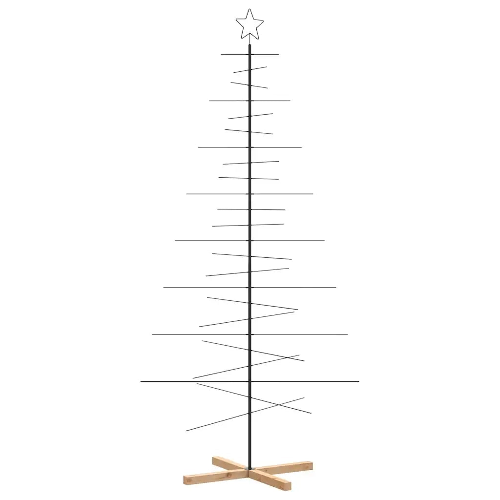 Albero di Natale in Metallo-Decorazioni natalizie con Base in Legno Nero 210 cm