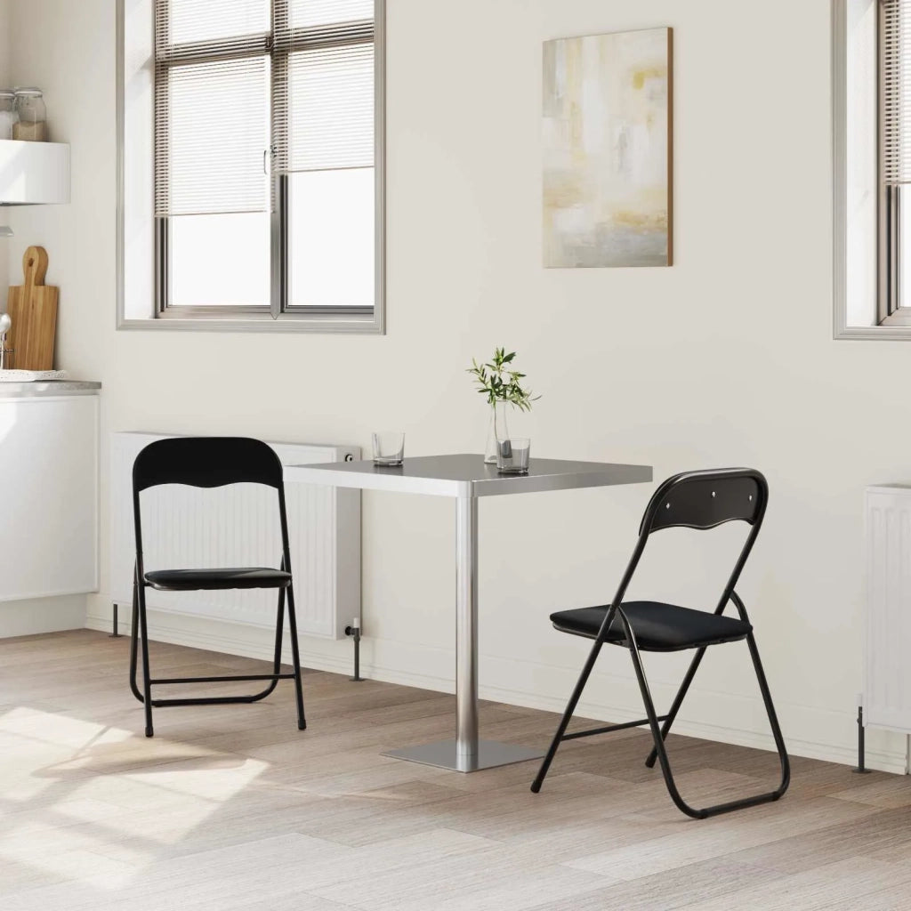 Sedia pieghevole 2 pz | Sedie da cucina Nero 48 x 44 x 78 cm Velluto