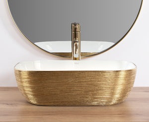 Lavabo Da Appoggio Rea Belinda White Gold Brush