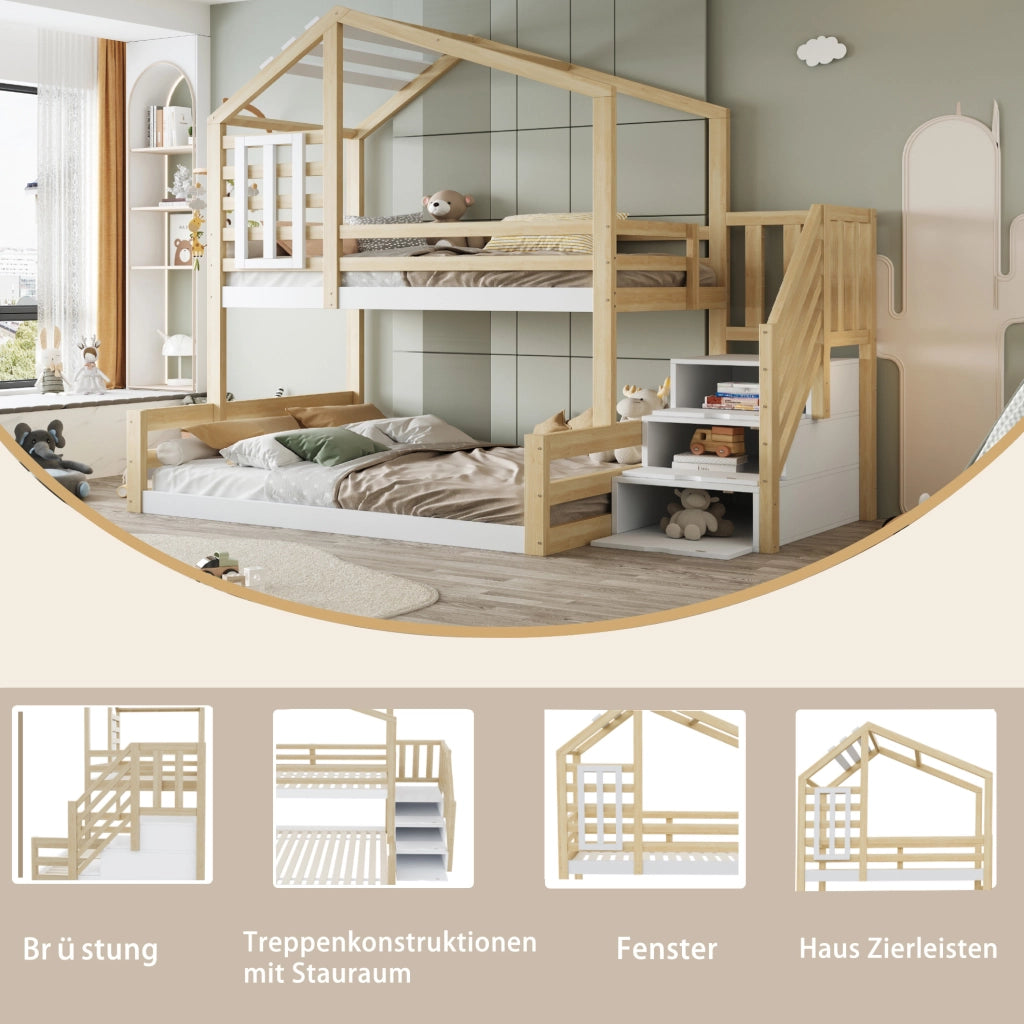 Letto a castello per bambini in pino 90x200/140x200 cm