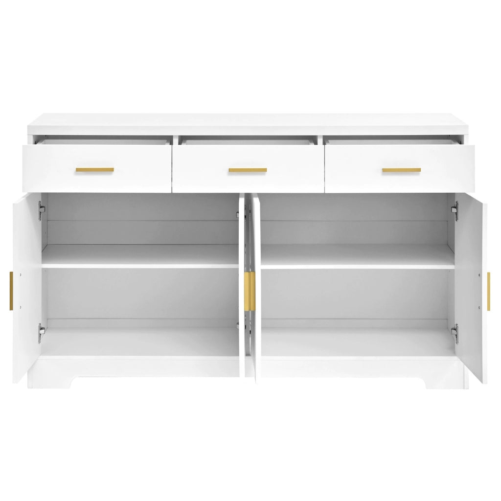 Credenza bianca 140 cm con 4 ante ad arco e 3 cassetti