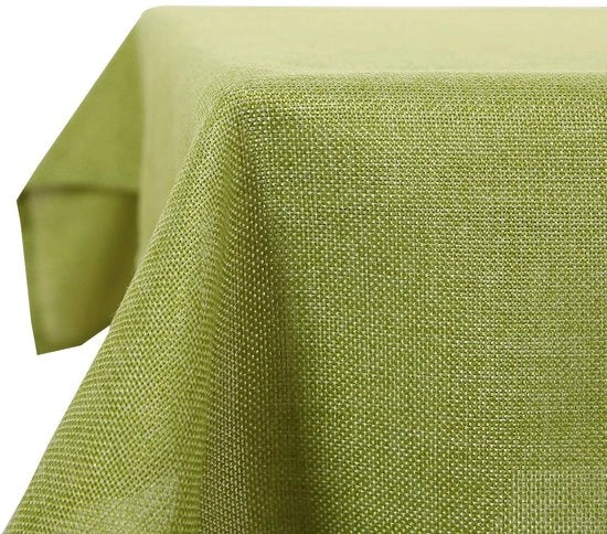 Tavolo con tovaglia in lino con effetto loto idrorepellente 250x140 cm colore verde