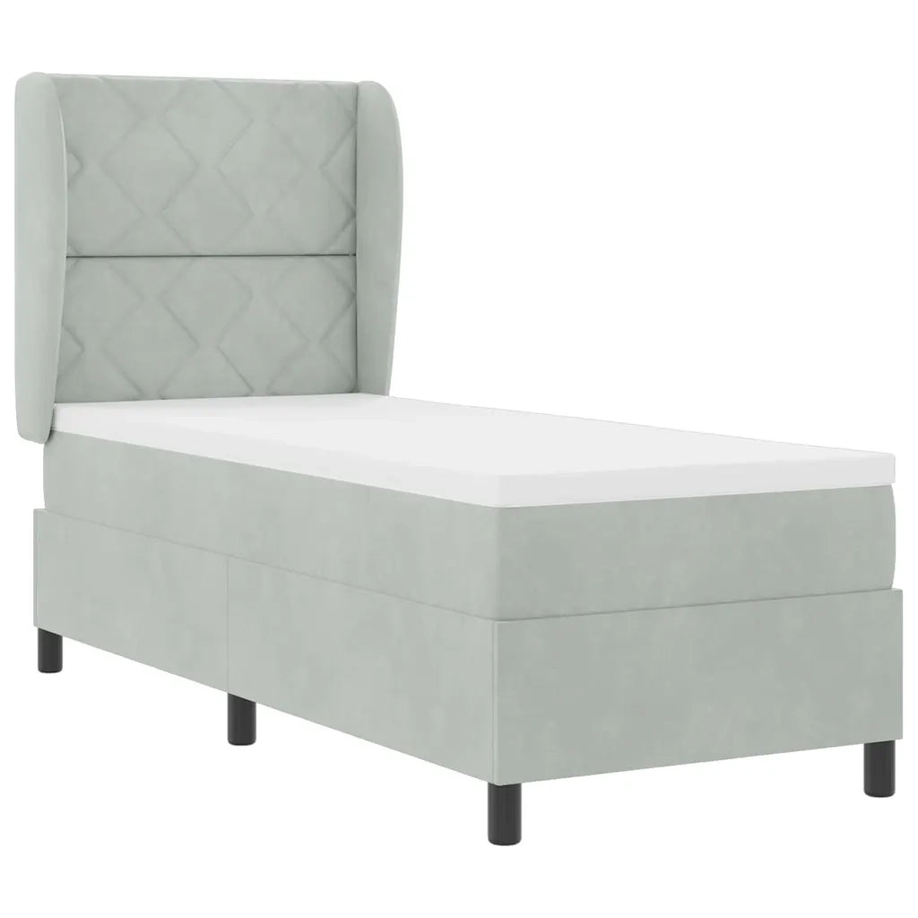Letto a molle con testiera Grigio chiaro 200 x 80 cm Poliestere 3340952