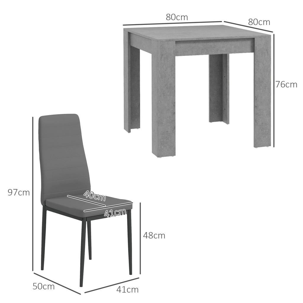 Tavolo da Pranzo con Sedie ¨C zephmum ¨C Grigio, Legno, 80x80x76 cm