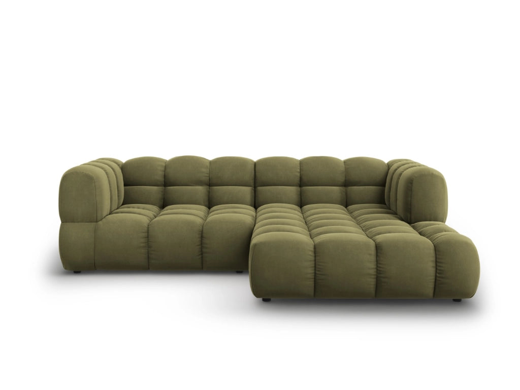 Cosmopolitan Design - Divano angolare modulare destro "Sky" 3 posti in velluto verde chiaro 