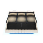 Letto-Xylo-180x200 cm-idraulico, LED, senza testiera, lino beige