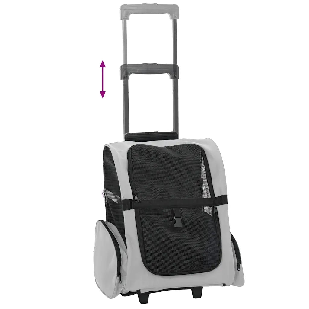 Carrello per animali domestici 3 in 1 design grigio 48x32x(57-106) cm tessuto Oxford 42007373