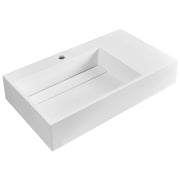 Lavabo bagno rettangolare in ceramica bianco 75 x 43 cm Lavello da bagno rettangolare
