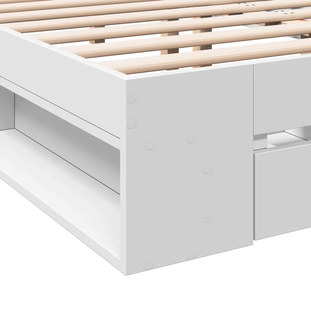 Giroletto con Cassetti Bianco 135x190 cm in Legno Multistrato