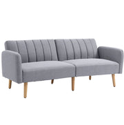 Divano letto 2 posti con schienale regolabile e gambe in legno, 173x75x73 cm, grigio