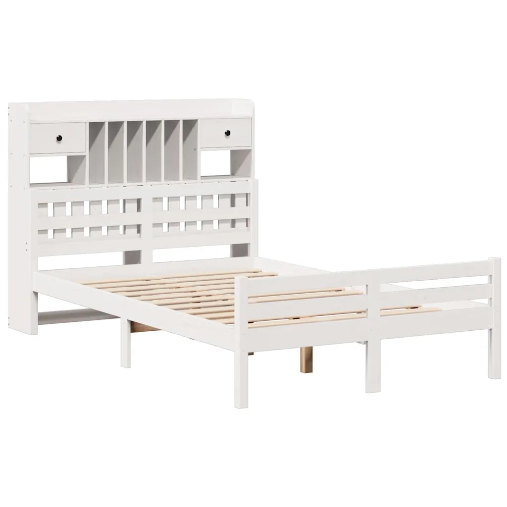Letto Libreria senza Materasso Bianco 135x190 cm Legno di Pino 3322254