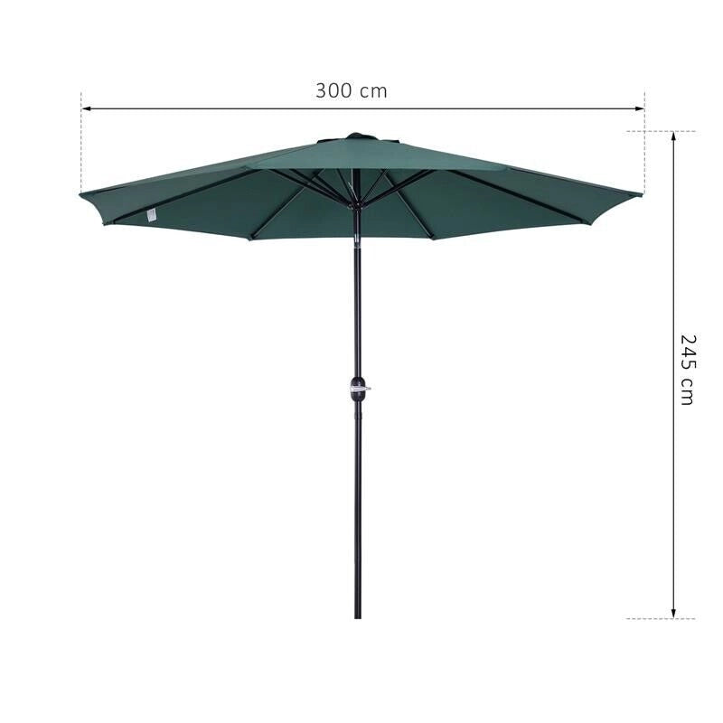 OMBRELLONE DA GIARDINO CON MANOVELLA E TESTA INCLINABILE 300 X 245 CM VERDE