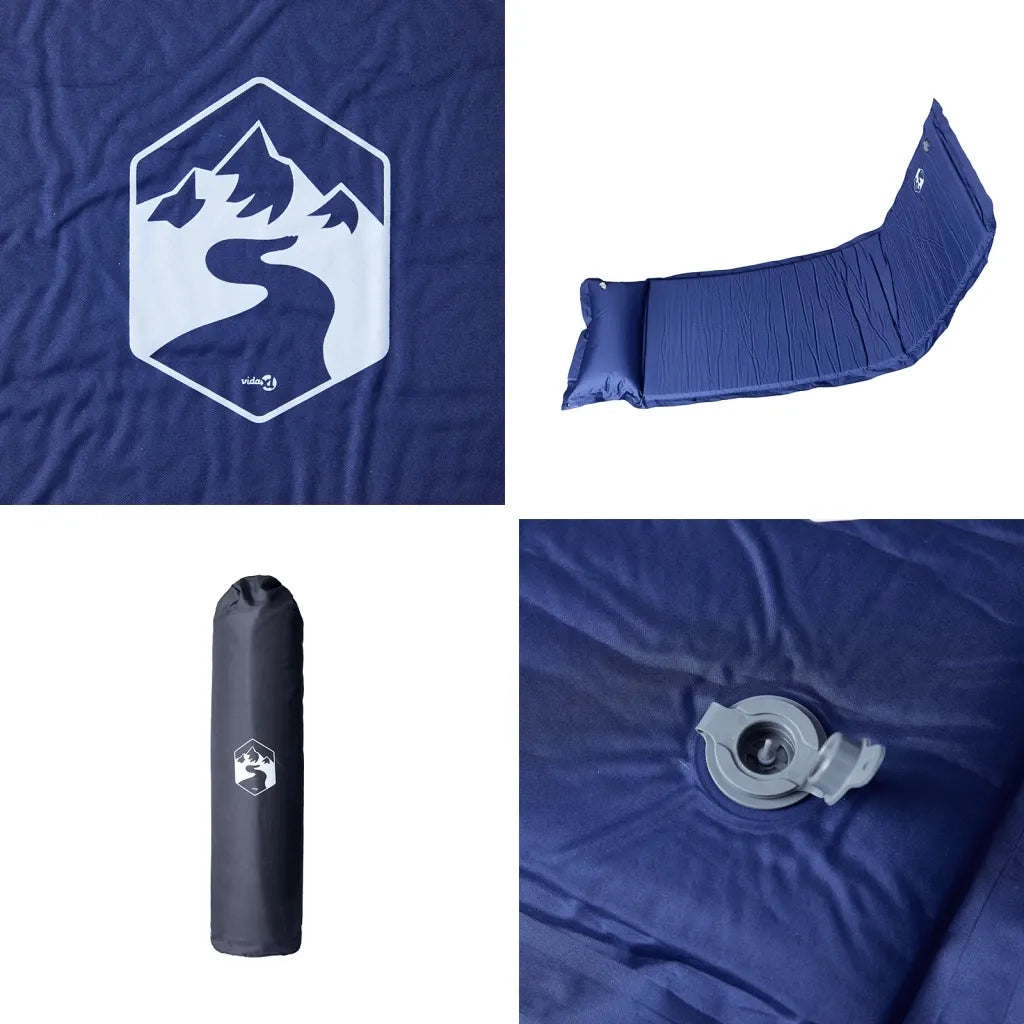 Materasso Campeggio Autogonfiabile Cuscini 1 Persona Blu Marino CFW5376606