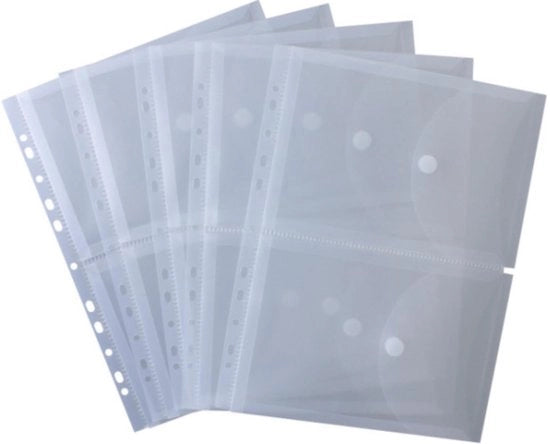 Documenti A5-A4 orizzontali, 5 pezzi, trasparente trasparente - cartellino per documenti con perforazione EURO, bordo di ordinamento, chiusura con cerniera e chiusura con adesivo.