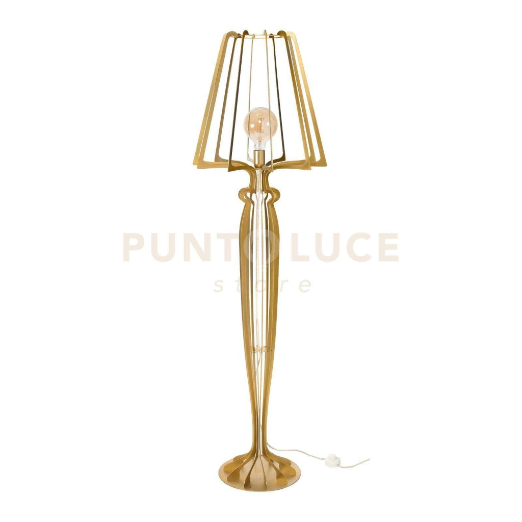 Lampada moderna da terra per soggiorno Minerva Oro trasparente