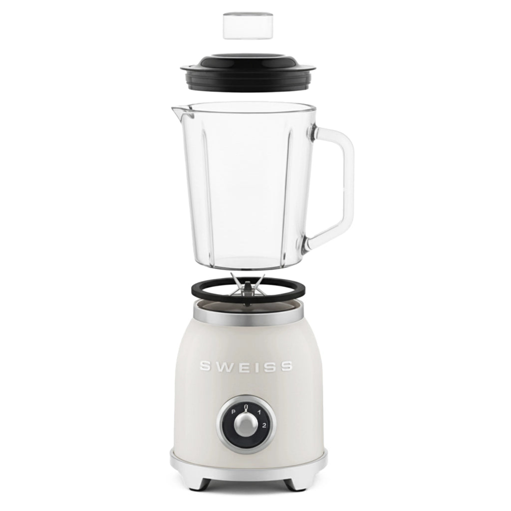 Frullatore frullato vintage a 2 velocità e funzione pulse MXV8, 6 lame in acciaio inox, capacità 1,5 l, ciotola in vetro, 1000 W, beige