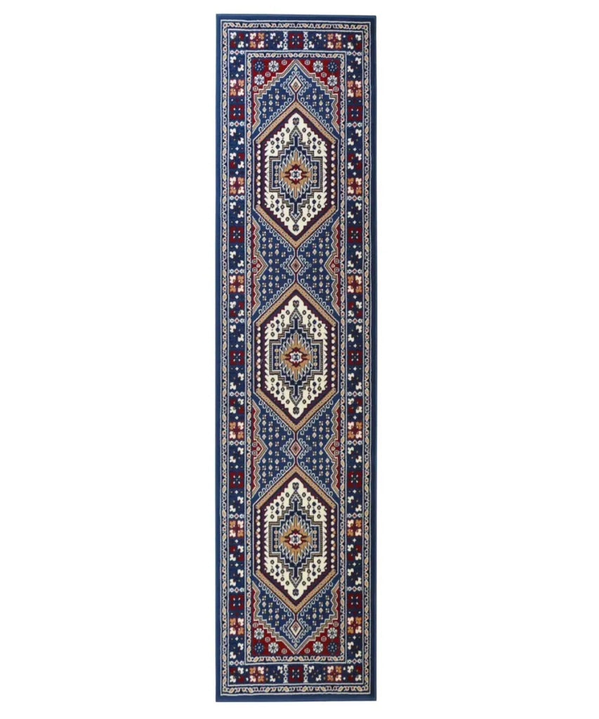 Tappeto passatoia ROYAL SHIRAZ 2065 AZZURRO cm.100x300 motivo moderno geometrico arredo casa corsia arredo casa