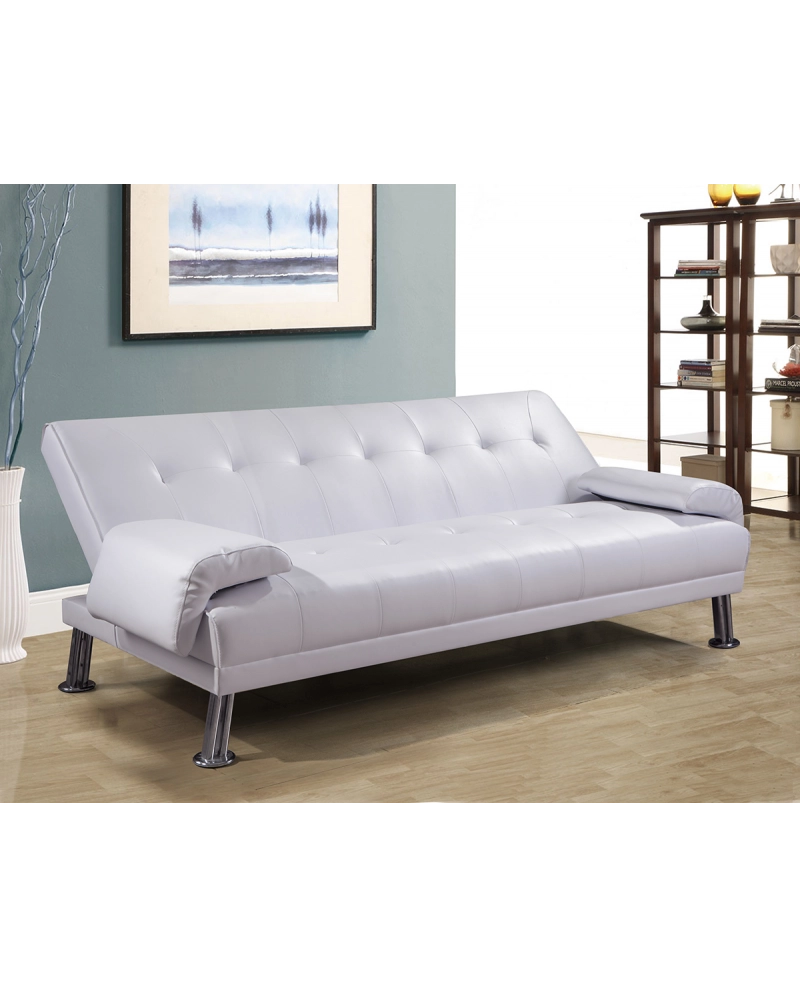 Divano letto reclinabile 3 posti ecopelle bianco Sicorage Crusy