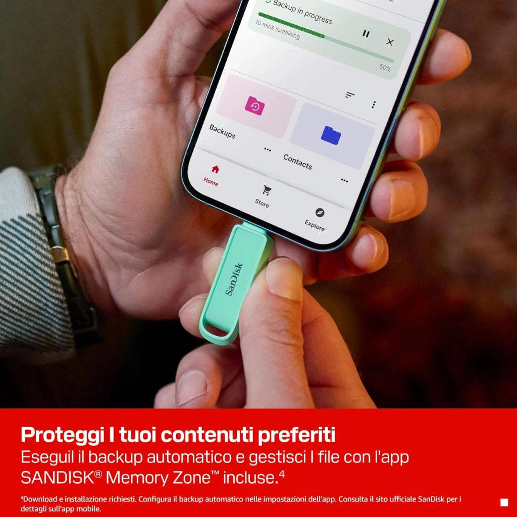 Unità per telefono con USB Type-C 1 TB (per smartphone, tablet e computer, velocità fino a 150 MB/s, backup automatic, recupero dati) - Seafoam Green