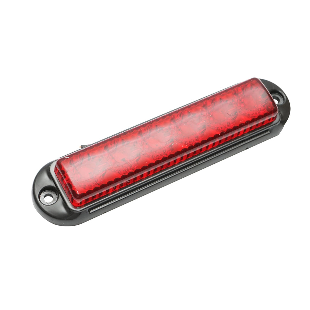 Lampada laterale LED, rossa, 12V-24V, 155x37 mm, con cornice nera, Breckner Germany