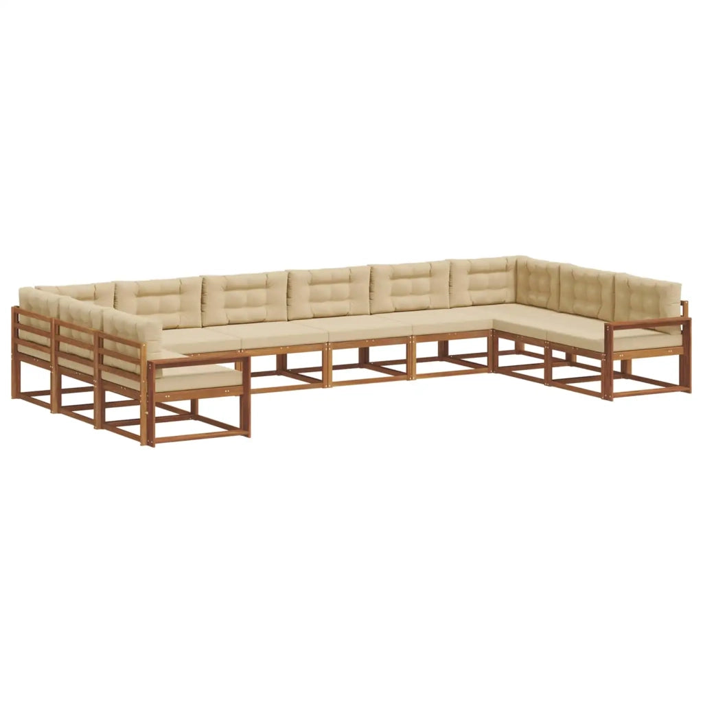 Set di divani da esterno con cuscino 10 pcs Naturale e Beige