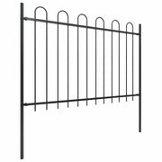 Recinzione da Giardino | Recinzione da cortile con Parte Superiore ad Anello in Acciaio 359x120 cm Nera