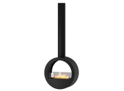 Camino a Bioetanolo Sospeso 218,7xØ70x35 cm Incyrcle 2Side Nero con Vetro