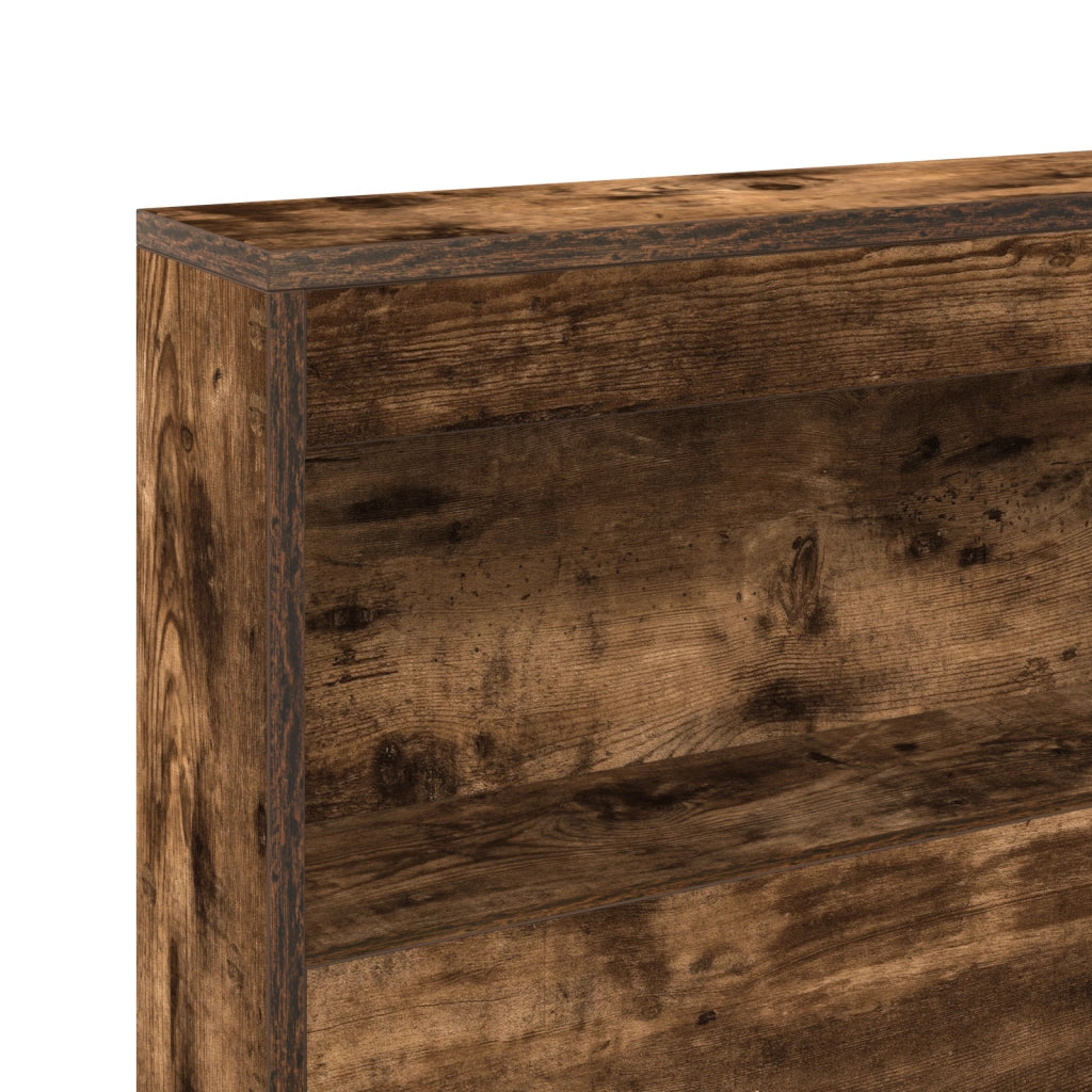Letto con libreria Quercia Affumicata 180x200 cm Legno Ingegnerizzato