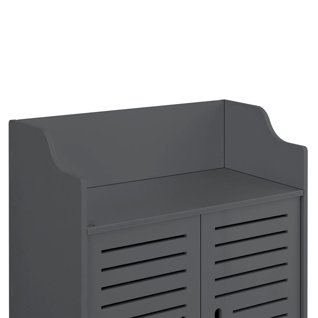 Armadietto da Bagno a Terra con 2 Ante e Ripiani 62 x 45 x 25 cm Mobiletto Armadio da Bagno con Sportelli di Design - Grigio Scuro