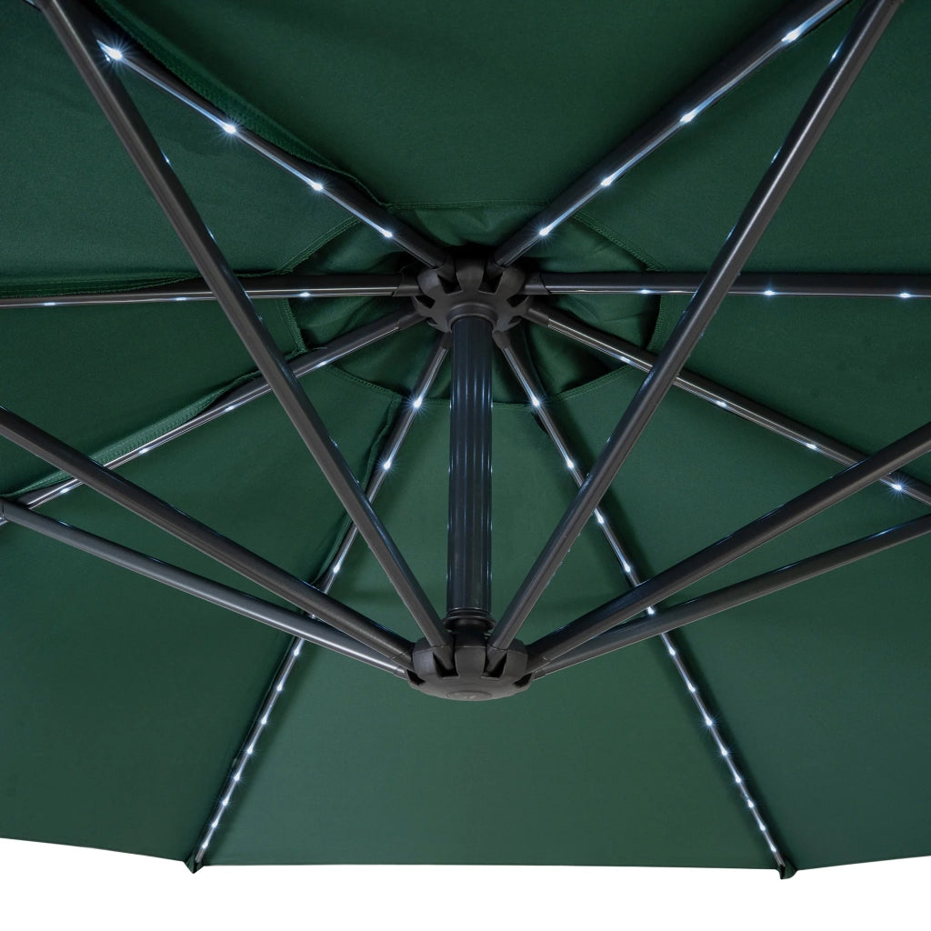 Ombrellone LED Decentrato 3m Verde Banana con Luci Solari