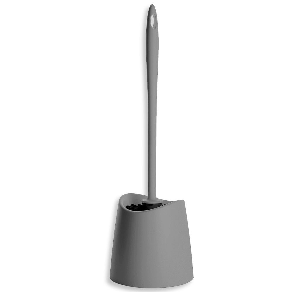 Portascopino wc da appoggio grigio antracite in abs con setole nere
