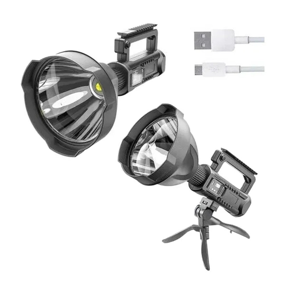 Trade Shop - Torcia A Led Portatile Fo-120 Ricaricabile Usb Con Treppiede Pieghevole Funzione Powerbank -