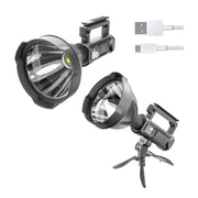 Trade Shop - Torcia A Led Portatile Fo-120 Ricaricabile Usb Con Treppiede Pieghevole Funzione Powerbank -