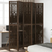 Divisorio Ambienti | Divider per stanze | Paravento 5 Pannelli Marrone Scuro Massello Paulownia