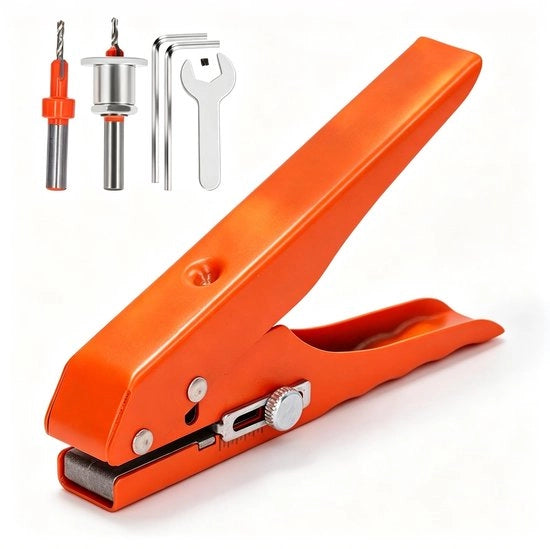 Perforatore Unico, Verificatore di Angoli, Perforatore 10 mm, per Bordi, Carte di Credito, PVC, Pellicola Rigida, Fineer Sottile, Posizione del Puntone Chiara