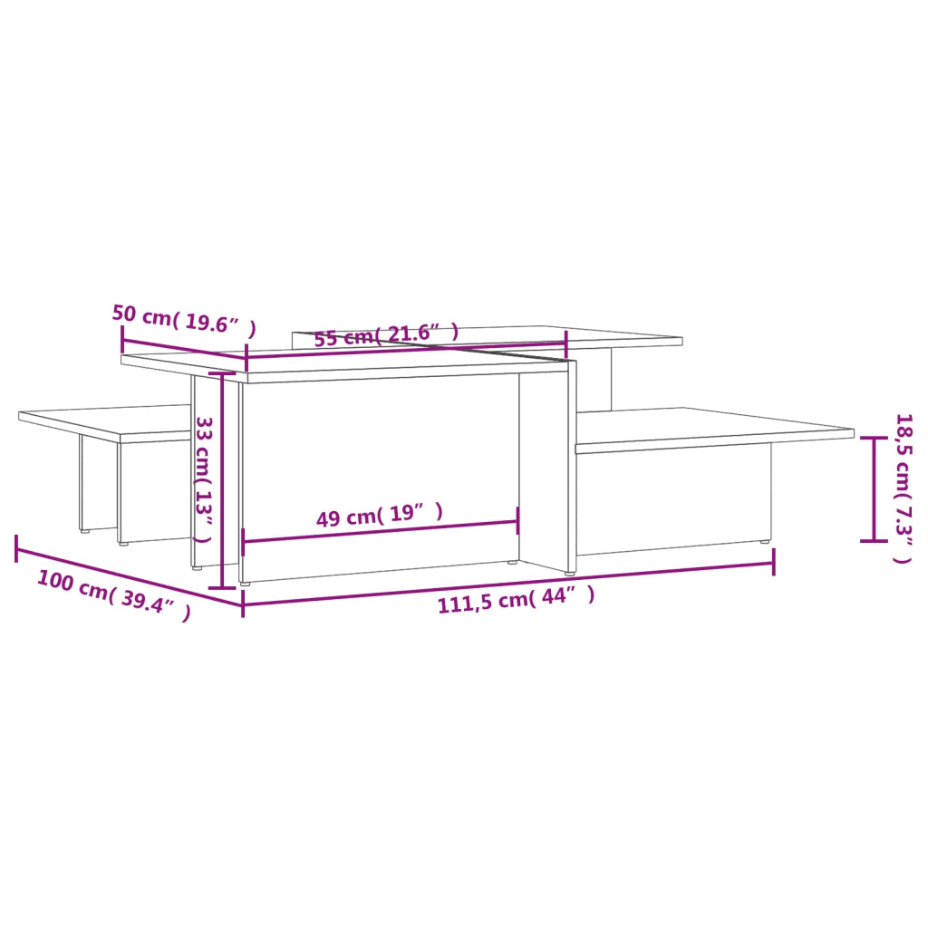 Tavolini da Salotto 2 pz Rovere Marrone in Legno Multistrato 3216160