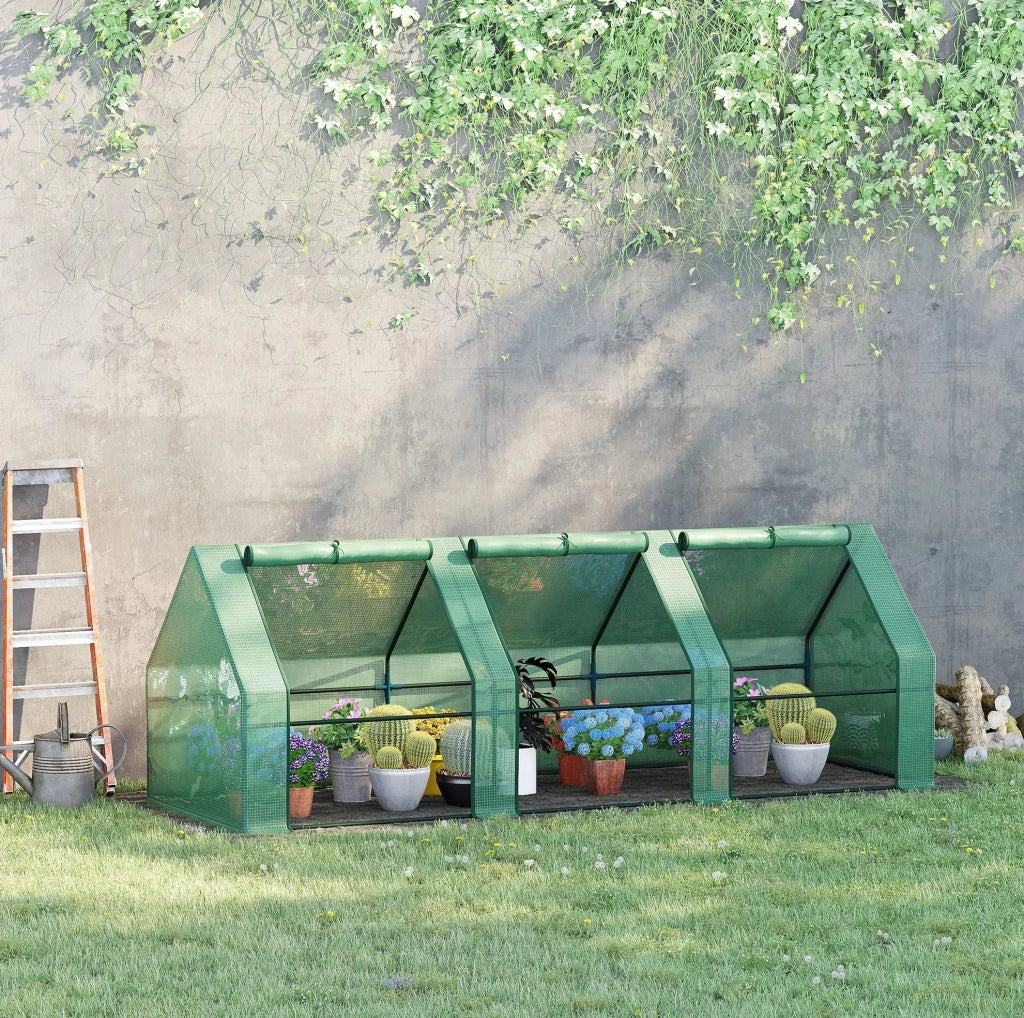 Serra per piante verde 270 x 90 x 90 cm in acciaio