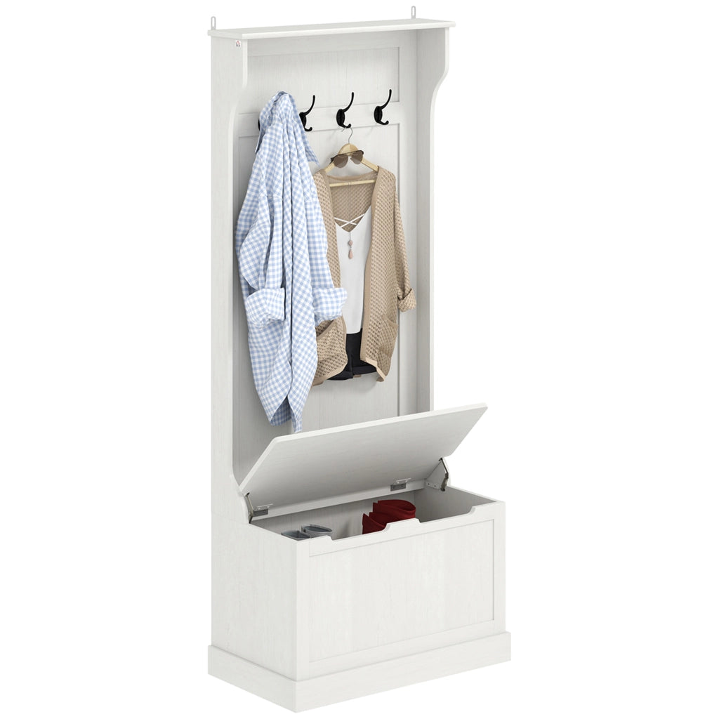 Appendiabiti con Banco e Ganci ¨C Zephmum ¨C Bianco 71.5x39.5x170 cm