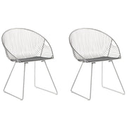 Set di 2 sedie da pranzo Struttura in metallo argento Seduta in ecopelle nera Design industriale moderno