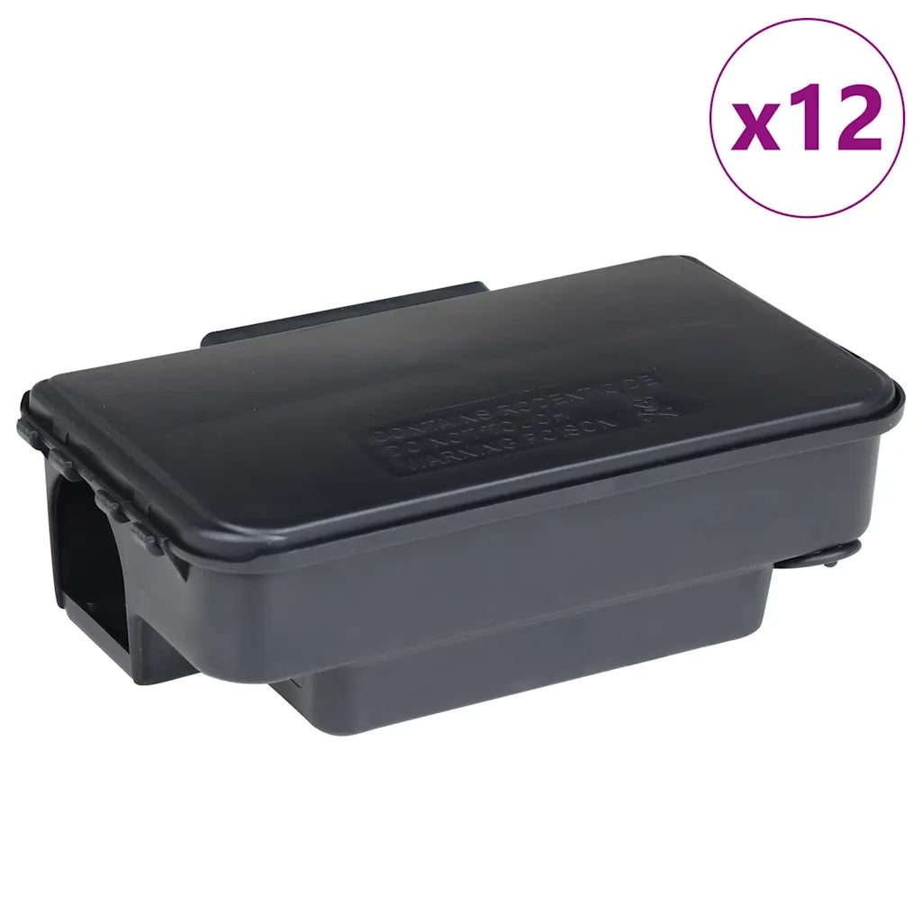 Trappole per Topi 12 pz Nere 22x12,5x7,5 cm CFW2024932