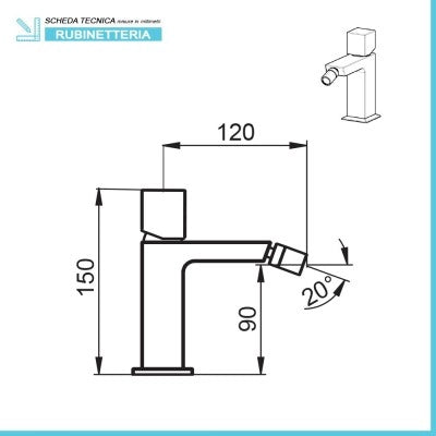 Miscelatore bidet senza leva cromato lucido  Torre